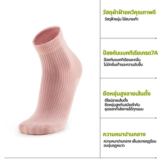 ECOISM ถุงเท้าผู้หญิง ข้อกลาง ผ้าฝ้ายคอมบ์ ถุงเท้าแฟชั่น ระบายอากาศ ดูดซับเหงื่อ นุ่มสบาย