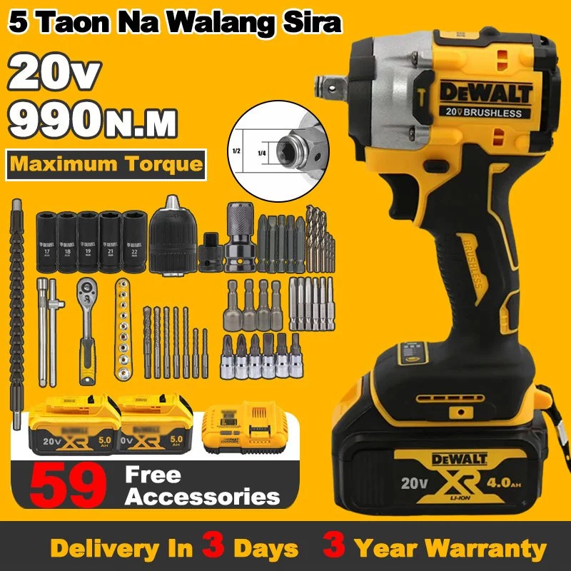 【มอบของขวัญ】20v 990n.m บล็อกไฟฟ้า ประแจไฟฟ้า ประแจกระแทก เครื่องมือช่าง 2เตอรี่ลิเธียมชาร์จเร็ว + 19pcs