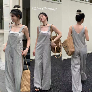 📍พร้อมส่ง📍3755💌เอี้ยมกางเกงขายาวลายริ้ว เนื้อผ้าดี งานสวย TAG:WG.WE 🇰🇷