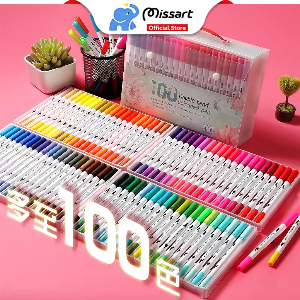12/24/36/48/60/80/120 สี ปากกาเมจิก สีน้ำสองหัว แบบพกพา ไม่ซ้ำกัน สีสดใส ใช้งานได้ดี