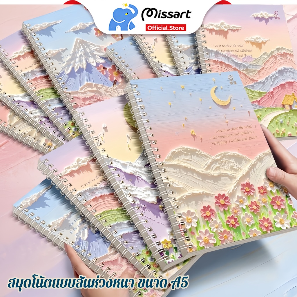 🔥ในไทย🔥 สมุดจดบันทึกสันห่วง อุปกรณ์การเรียน A5 สมุดโน๊ตจิ๋ว สมุดลายการ์ตูน สมุดโน๊ตสันห่วงA5 80แผ่น