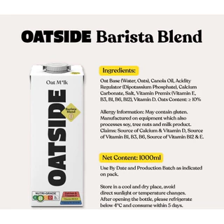 🍵สินค้าพร้อมส่งในไทย🚚💨*ส่งของทุกวัน* OATSIDE *ไม่ใช่รสจืด* Barista Blend ขนาด 1 ลิตร นมโอ๊ตสูตรบาริสต้า อายุยาวปี 2027