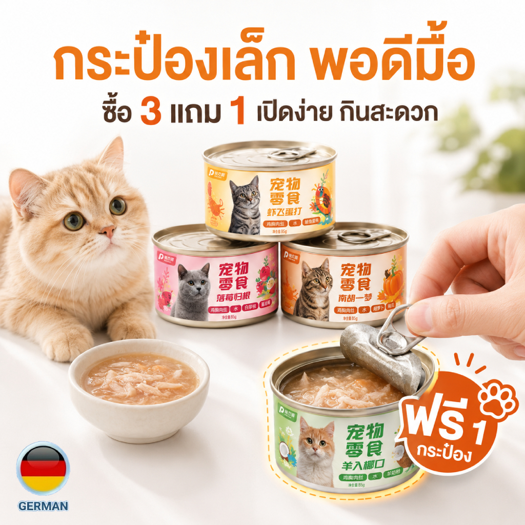 อาหารแมวกระป๋อง 3 แถม 1 PetClear 85g คละรส คุ้มสุด