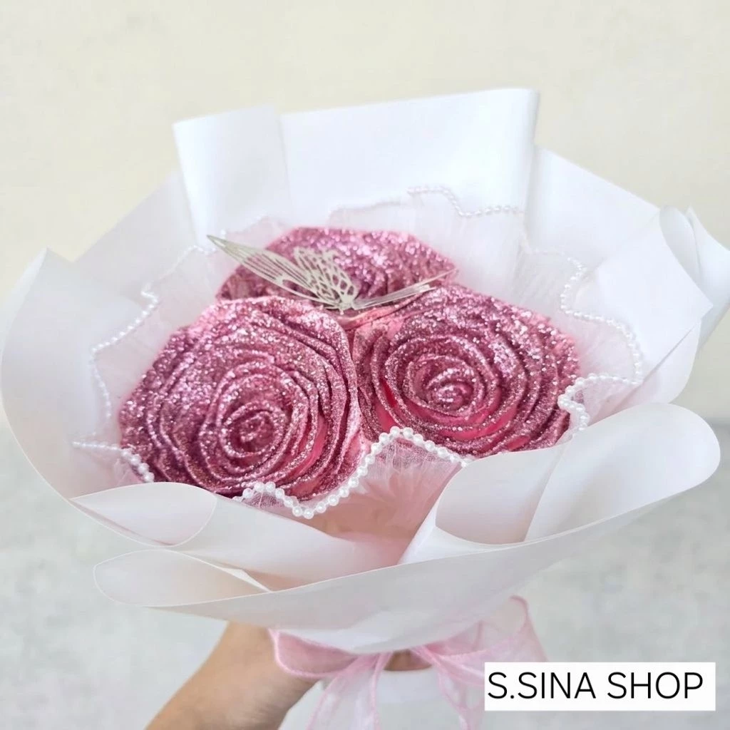 ช่อ กุหลาบริบบิ้นกลิตเตอร์(ดอกใหญ่)ของขวัญ วันพิเศษ รับปริญญา วาเลนไทน์ ##รอคิวจัดส่ง 2-3 วัน##