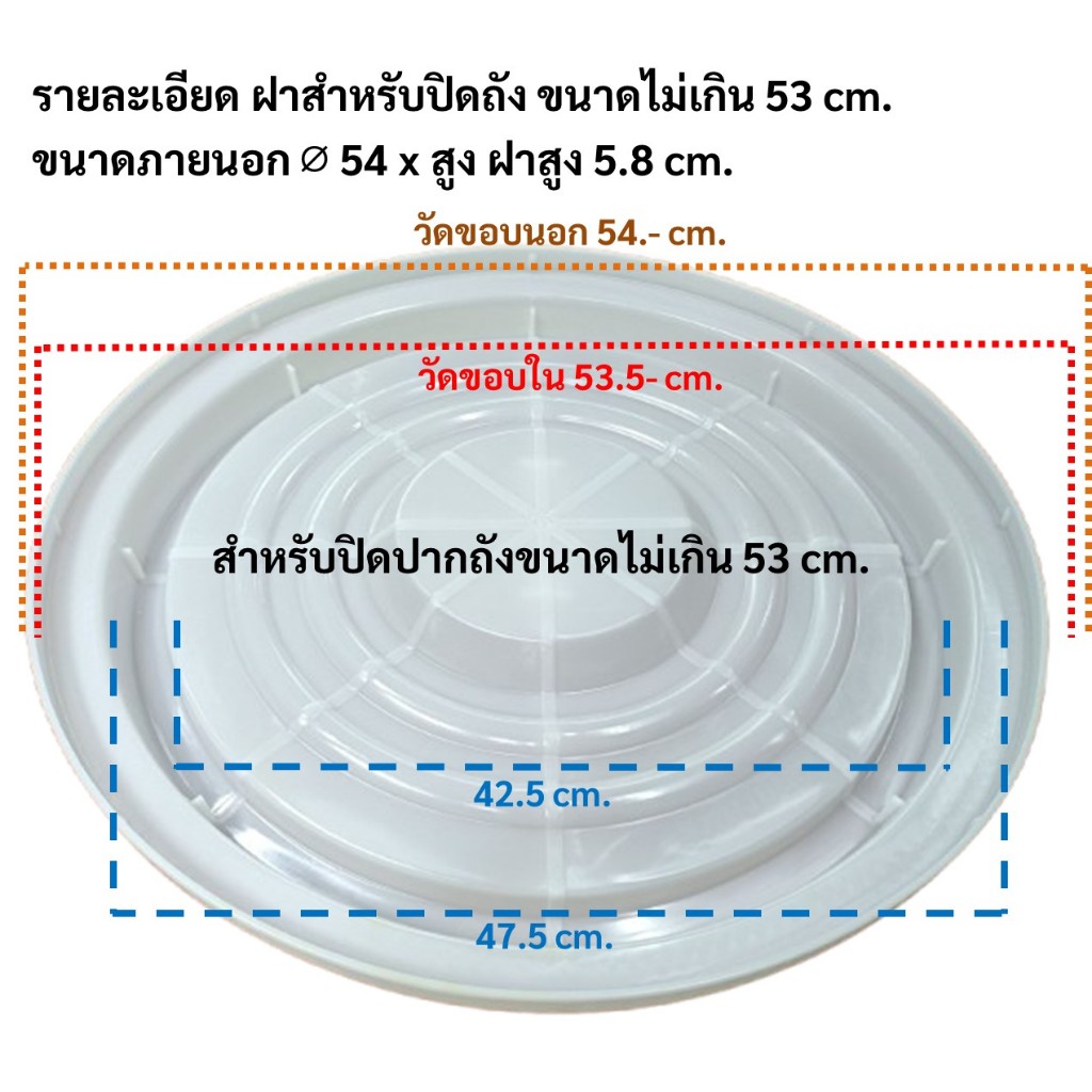 ฝาถังน้ำ ฝาโอ่ง สำหรับปิดปากถังขนาดไม่เกิน 53 cm. รูปที่ 2