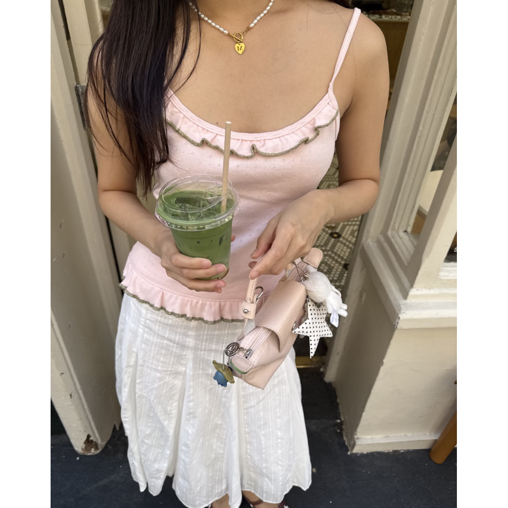 pink petal tank tops เสื้อกล้ามผ้าฉลุลูกไม้