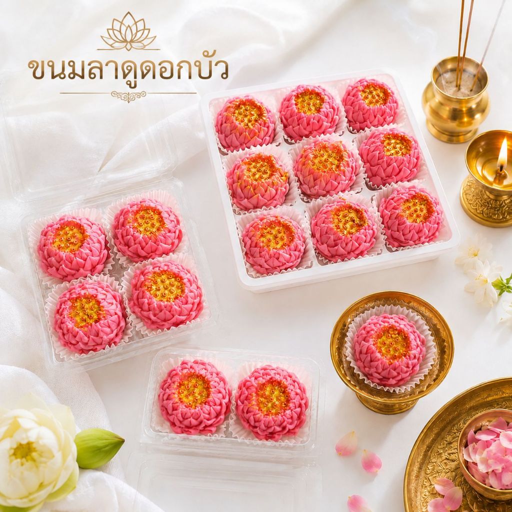 [🔔ส่งภายใน 1-2 วัน ] ขนมลาดูดอกบัว ขอพรพระพิฆเนศ พระแม่ลักษมี พระพรหม เจ้าแม่กวนอิม