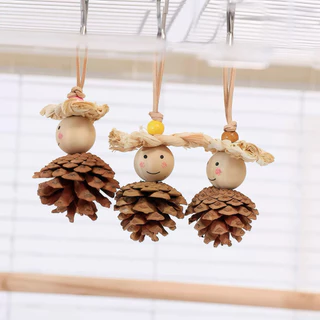 E-118 ของเล่นนกแก้ว สำหรับแทะเล่น วัสดุธรรมชาติ ลูกสน มีตะขอเกี่ยวสแตนเลส parrot toys