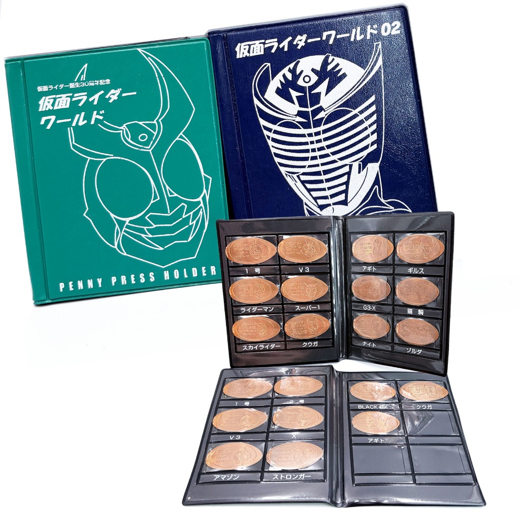 30th Anniversary Commemorative Penny Press & Holder Bandai คาเมนไรเดอร์ Kamen Rider Agito Ryuki V1 V