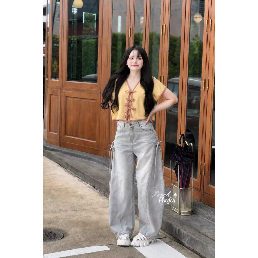 เสื้อผูกหน้าผ้าฝ้ายแต่งกุ้น