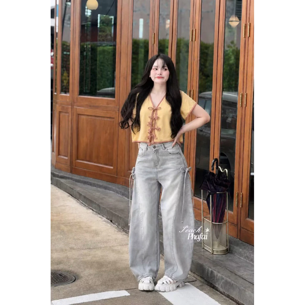 เสื้อผูกหน้าผ้าฝ้ายแต่งกุ้น