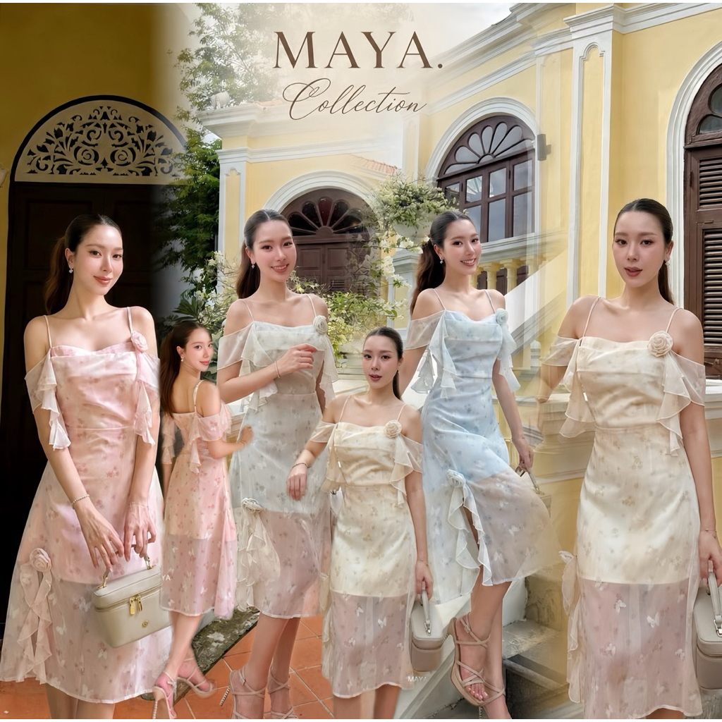 ชุดไปงานวันเกิด ชุดไปงานแต่ง เดรสไปคาเฟ่  MAYA G157 size s-2xl  เข้าใหม่ค่า ใส่ได้หลายโอกาส