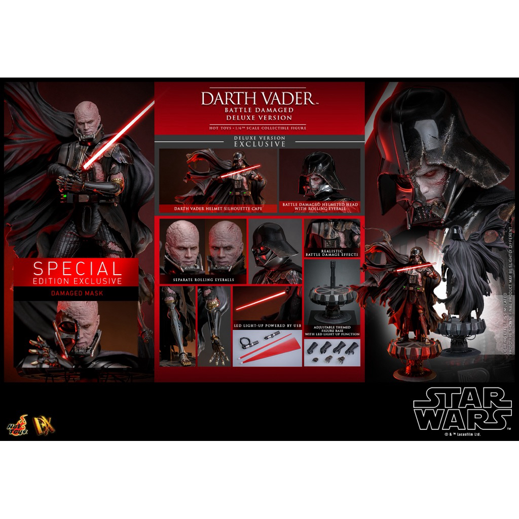 พร้อมส่ง  Hot Toys DX45B Star Wars - Darth Vader (Battle Damaged) (Deluxe Version) (Special Edition)