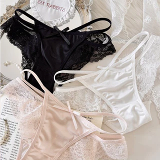 🖤M-L💓กางเกงในสตรีผ้าซาตินลูกไม้หรูหรา ดีไซน์สายรัดเอว สวมใส่เซ็กซี่ นุ่มลื่น ระบายอากาศดี ไม่รัดตัว ไม่บดผิว