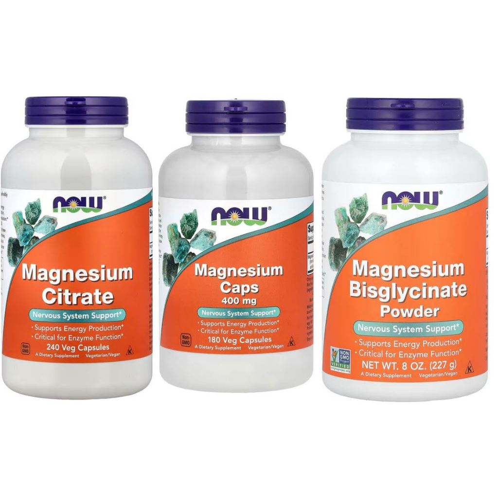 (ส่งออกภายในวัน) NOW Foods, Magnesium Citrate / Glycinate / Magnesium Caps.