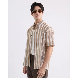 DAPPER เสื้อเชิ้ตแขนสั้น Striped Flowing Shirt สีน้ำตาล (BCS/BR/601LP)