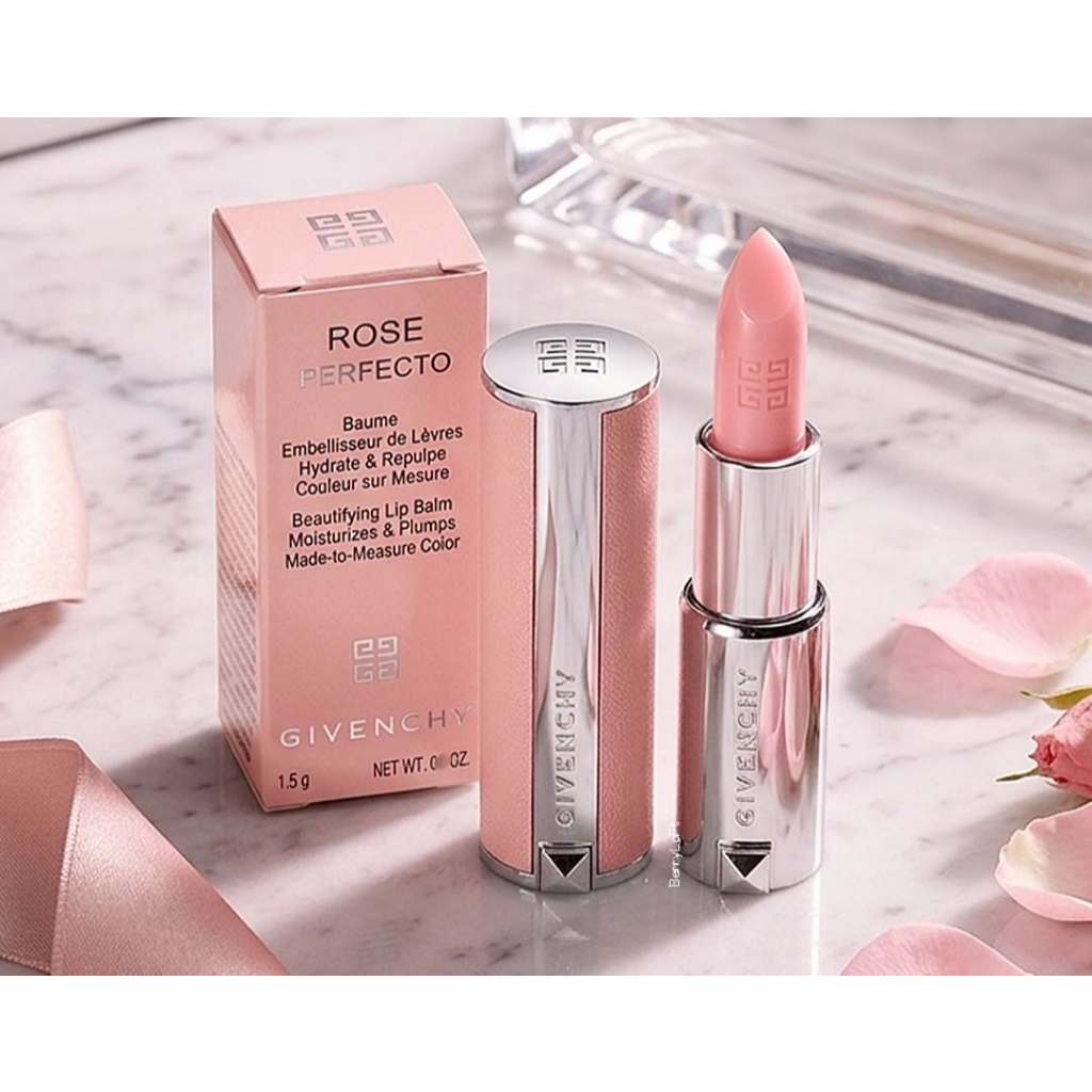 GIVENCHY Rose Perfecto Beautifying Lip Balm 1.5 g. # 001 Pink Irresistible เกินครึ่งไซส์ปกติ