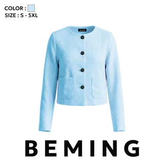 Bemingtop1235(S-5XL)-Vavie Top - เบลเซอร์ผ้าทวีตดีไซน์คอกลมให้ลุคเรียบหรูใส่ง่ายได้โอกาส