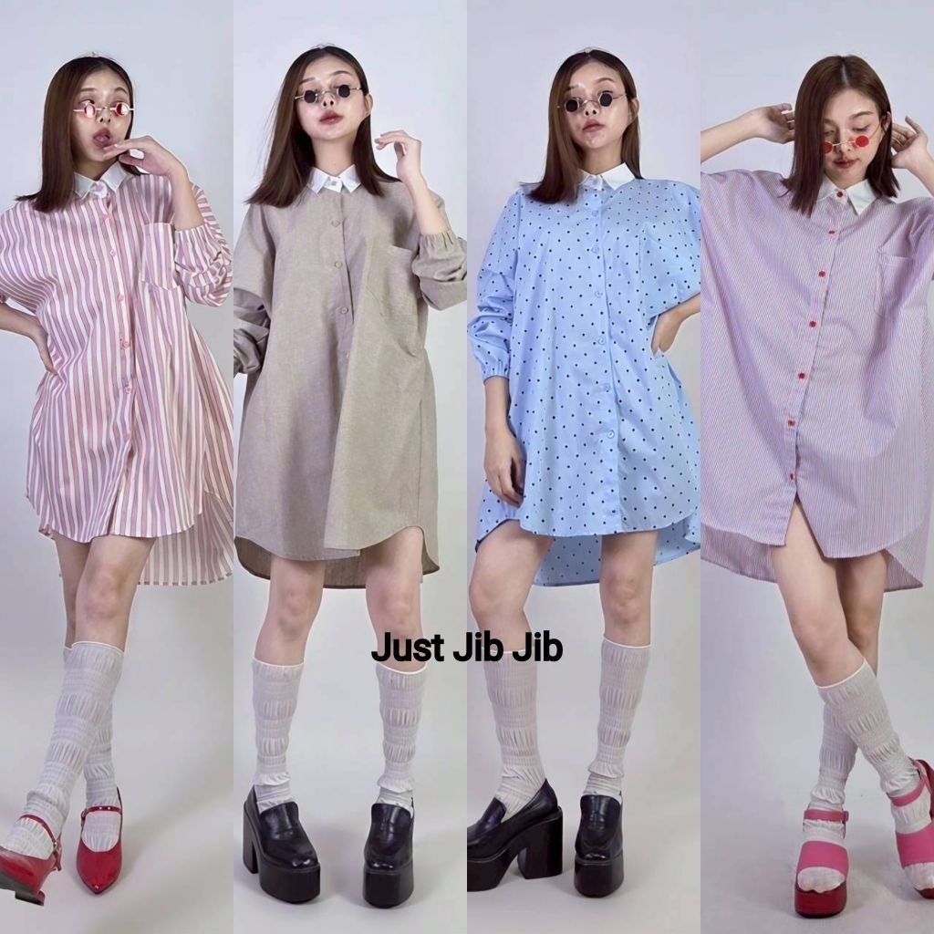 เดรสเชิ้ต oversize หน้าสั้น-หลังยาว