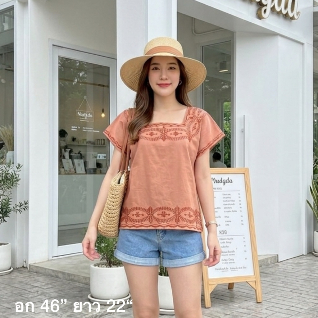 ส่งฟรี เสื้อปัก โบฮีเมียน อก 44,46,48“ ยาว~24“ (ขนาดจะอยู่ที่ด้านล่างของภาพนะคะ) ผ้าฝ้าย เนื้อดี ไม่ร้อน ส่งไว nudyda