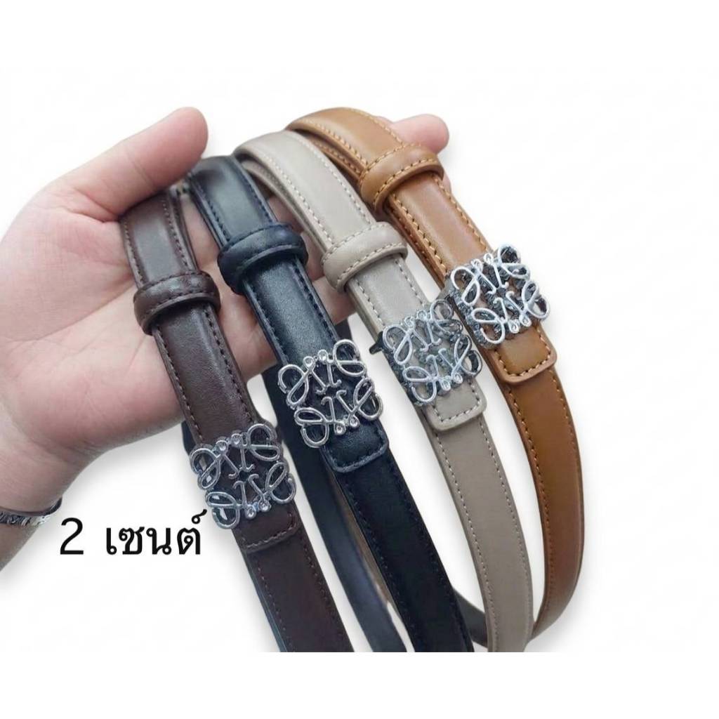 LK539 เข็มขัดเอวผู้หญิง 2 ซม. หัวเงิน Monogram ดีไซน์เรียบหรู แมทช์ทุกลุคเพิ่ม