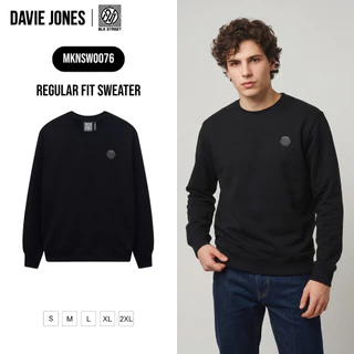 DAVIE JONES [ Black Street Project ] เสื้อสเวตเตอร์ Logo Regular Fit Sweater SW0076 สีดำ