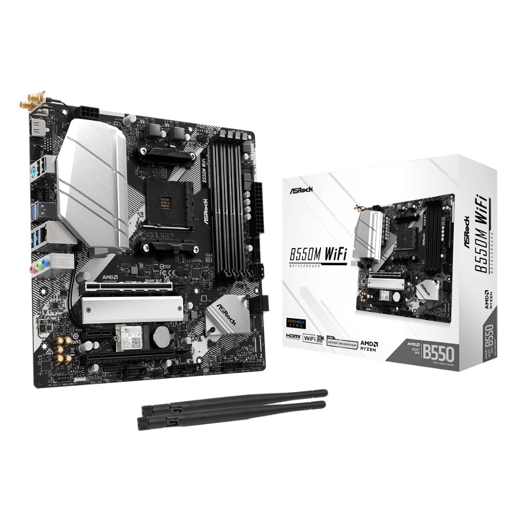 ASRock B550M WiFi AM4 AMD mATX Motherboards เมนบอร์ด