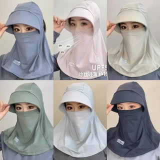 หมวกกันแดดคลุมหน้าเต็มใบ ผ้าเย็น กัน UV คลุมคอ ป้องกันแดด สำหรับปั่นจักรยานและกิจกรรมกลางแจ้ง