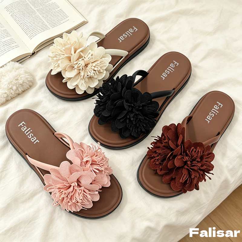 Falisar รองเท้าแตะแฟชั่น ดอกไม้หวาน รองเท้าใส่เดิน ใส่เที่ยว กันลื่น กันน้ำ น้ำหนักเบา รุ่น 2993-4