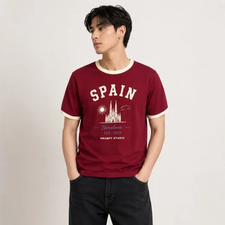 Prompt Studio Ringer Tee Crop วินเทจ เสื้อยืดครอป ผ้ายืด นุ่มเด้ง มี 3 ไซส์ 38/42/46" ฟุตบอล