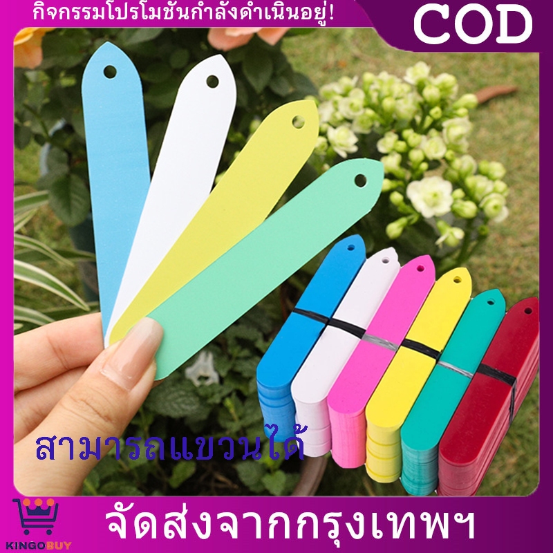 100 ชิ้น ป้ายชื่อพลาสติก ป้ายเนอสเซอรี่กันน้ำสำหรับติดต้นไม้  เครื่องหมายหม้อสำหรับกระถางต้นไม้  มีรูสำหรับห้อย