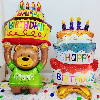 ส่งจากไทย ลูกโป่งฟอยล์เค้กวันเกิด ลูกโป่งวันเกิด ลูกโป่งฟอยล์ Balloon Happy Birthday Party