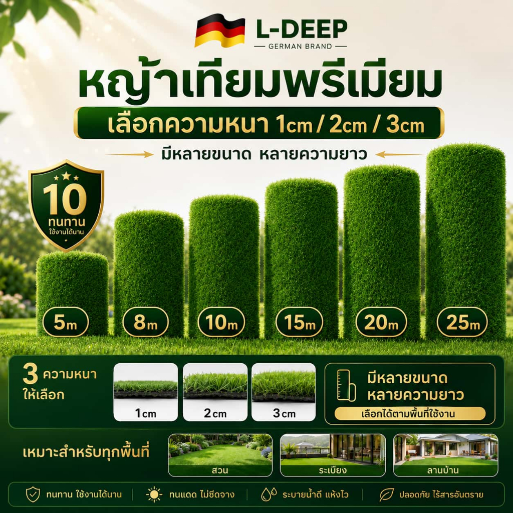 L-DEEP 🔥หญ้าเทียม🔥1-3CM ทนไฟไม่หดตัว ระบายน้ำง่าย สีไม่ซีด สีเหมือนจริง ของตกแต่งบ้าน หญ้าเทียมปูพื้น