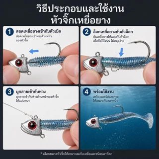 หัวจิ๊ก ปลายิ้ม มีห่วงล่าง 5/7.5/10 กรัม เบ็ด แข็ง คม สำหรับตกปลาแนวต่างๆ