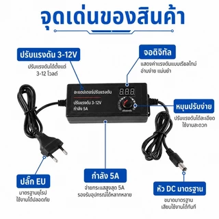 อะแดปเตอร์ ปรับโวลท์ได้ 3V-12V / 9V-24V อะแดปเตอร์ อแดปเตอร์ชาร์จ อะแดปเตอร์ปรับพลังงาน Adjustable Power Adapter