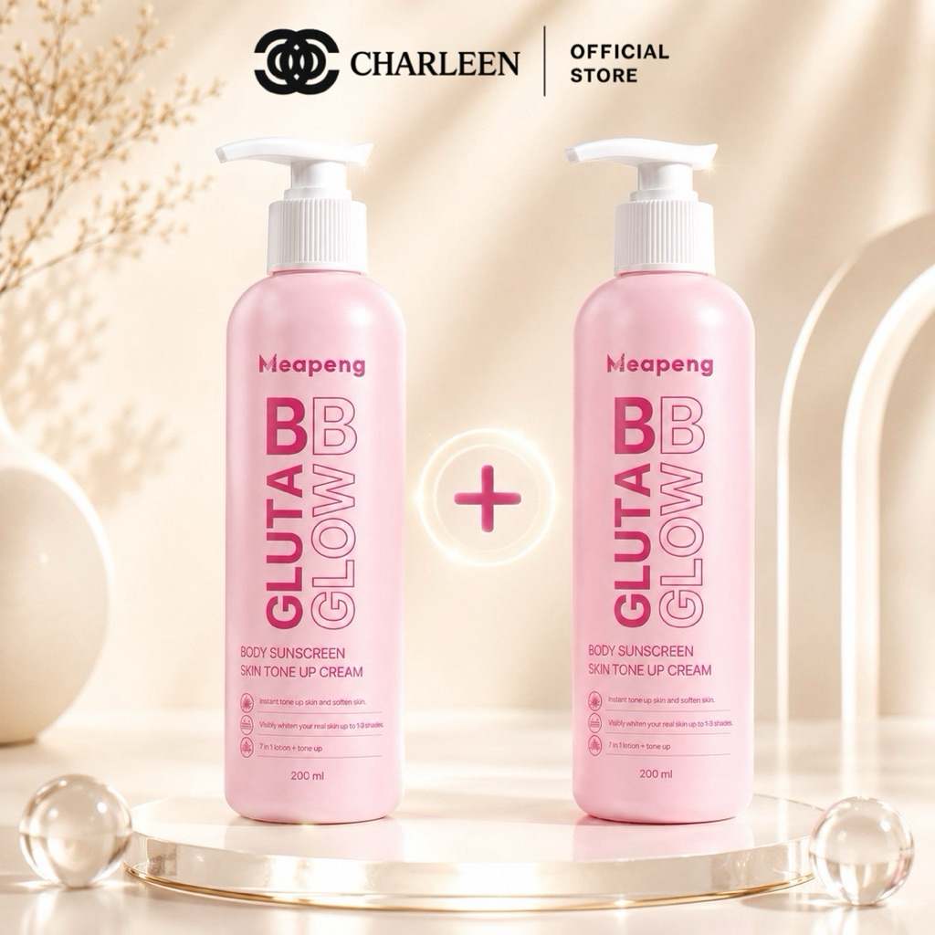 [ของแท้บริษัท|โปร 1 แถม 1 ]MEAPENG GLUTA BB GLOW BODY SUNSCREEN SKIN TONE UP CREAM Net200ml.+200ml.