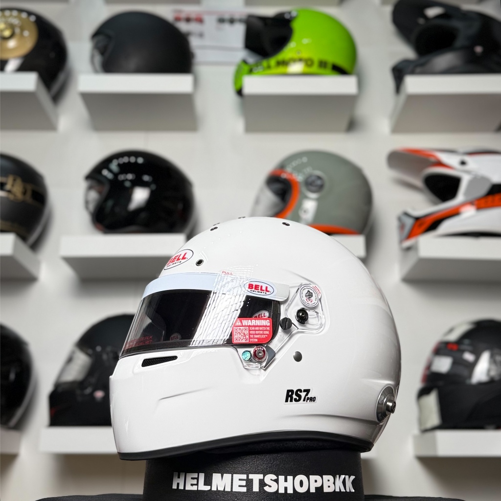 หมวกรถยนต์ BELL RS7 PRO - WHITE (HANS) HOMOLOGATION FIA 8859-2024 SNELL SA2025
