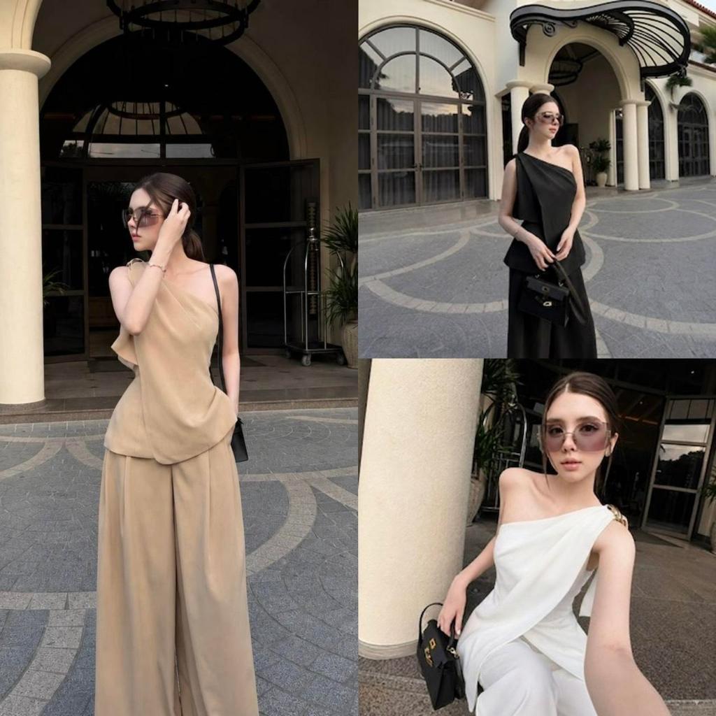BELLITA |Sienna Drape Set | เซตเสื้อผ้าทรงเรียบหรูโทนเบจละมุน ดีไซน์เสื้อจับเดรปเฉียงไหล่เพิ่มมิติให้ลุคดูแพงแบ