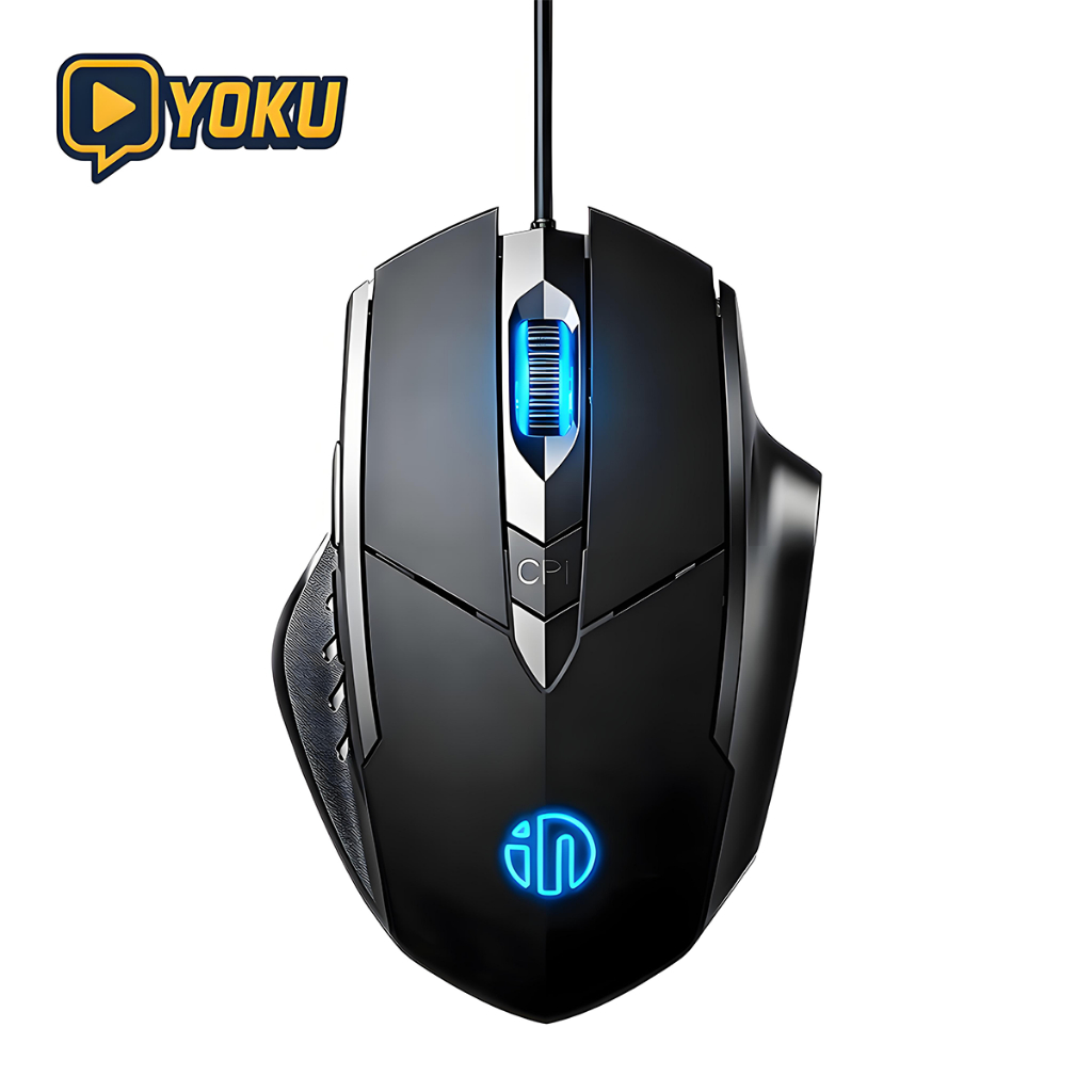 เมาส์มีสาย INPHIC W1 (คลิกเงียบ) – เมาส์ 6 ปุ่ม สำหรับเล่นเกมและงานออฟฟิศ พร้อมไฟ 4 สี