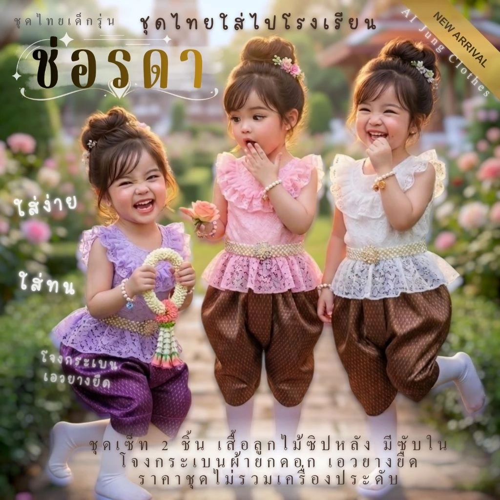 ชุดไทยเด็ก รุ่น "ช่อรดา" ~ AI Jung Clothes ชุดไทยใส่ไปโรงเรียน ชุดไทยใส่ออกงาน