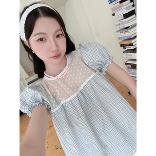 Freya top : เสื้อแขนตุ๊กตา คอระบาย ตัวยาว ลูกไม้คาดอกซีทรู เนื้อผ้าคอตตอน KN.Clothes