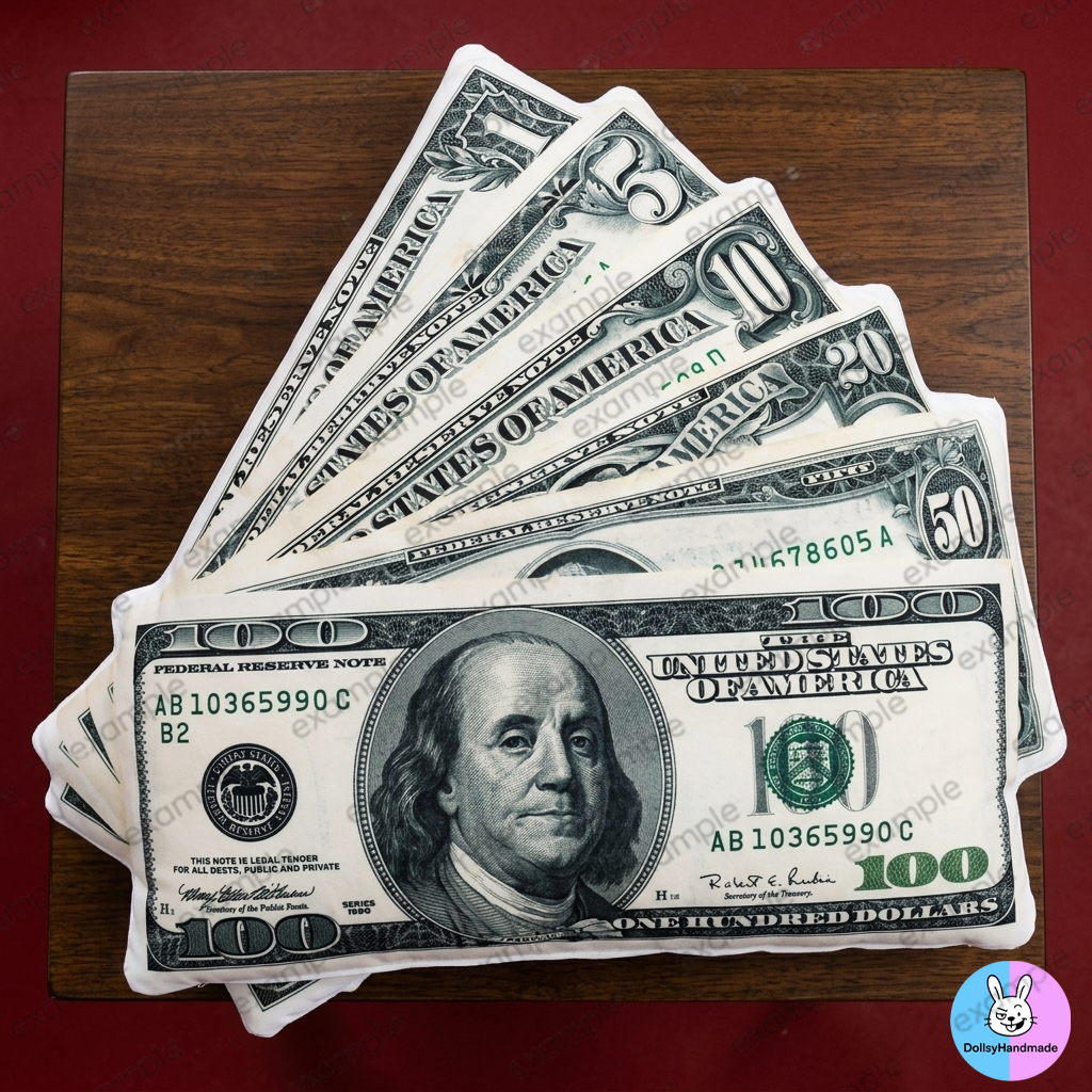 หมอนอิงลายชุดธนบัตรดอลลาร์ หมอนไดคัท 3D USD เงินอเมริกา ของแต่งห้อง ของขวัญ แต่งบ้าน - MYGDA30