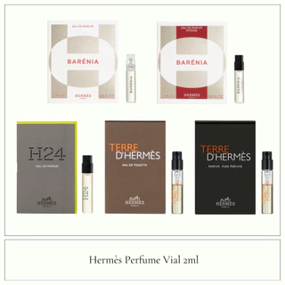 Hermes Perfume Vial 2ml, Terre d'Hermes, H24, Barenia, Twilly d'Hermes, L'ambre des Merveilles