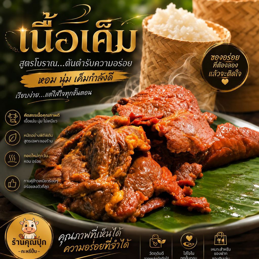 เนื้อโคขุนแดดเดียว(แบบเค็ม) ร้านคุณปุ๊ก