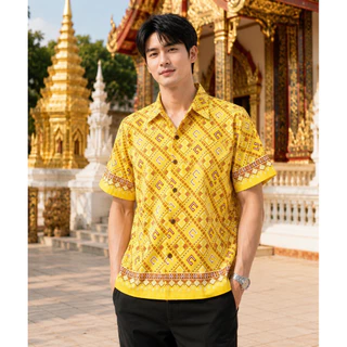 เสื้อพื้นเมืองชายแขนสั้น ลายวชิรภักดิ์ ลายใหม่ล่าสุด!!!!