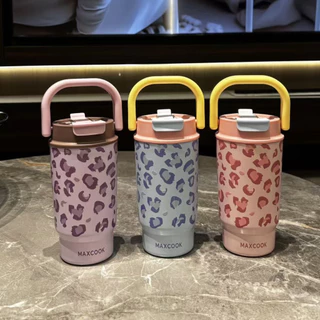 แก้วเก็บอุณหภูมิ 480ml สแตนเลส 316 เคลือบเซรามิก มีหลอด ดื่มได้ 2 ระบบ มีหูหิ้ว แก้วน้ำพกพา แก้วกาแฟ เก็บร้อนเย็น