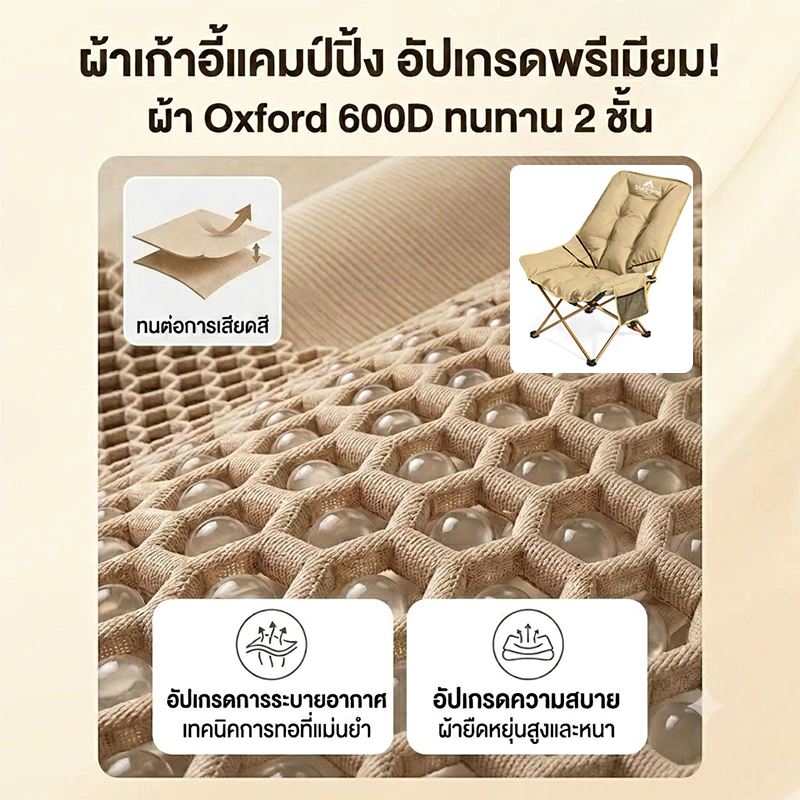 เก้าอี้แคมป์ปิ้ง เก้าอี้สนามพับได้ อุปกรณ์แค้มปิ้ง ปิคนิค ตกปลา พลาสติกเสริมแรง 300กก thumbnail 9
