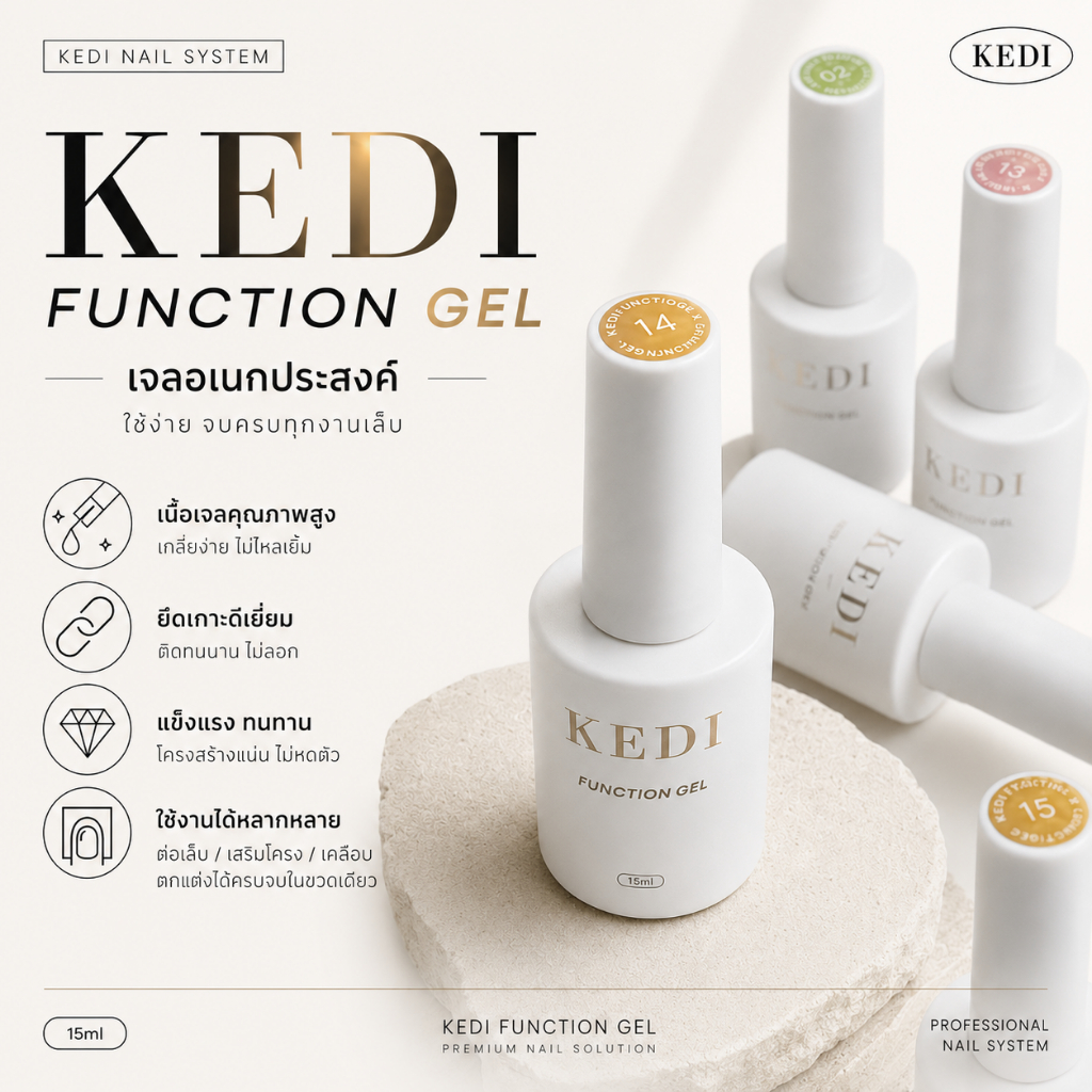✅ ติดทนนานแรมเดือน  KEDI Base coat Top coat 15ml