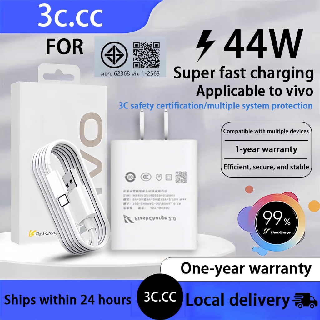 ชุดชาร์จวีโว่ 44W Super Fast charge type c (สายชาร์จ+หัวชาร์จ) เข้ากันได้