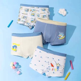 กางเกงในเด็กผู้ชาย เด็กโต/เด็กเล็ก/Boy/Children/underwear ผ้าฝ้ายแท้100% 2-13ขวบ/บ๊อกเซอร์เด็กชายระบายอากาศ(4ตัว/แพ็ค)